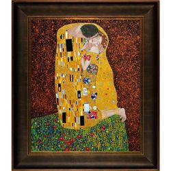 The Kiss (Full View) Gustav Klimt Framed 20x24 People Canvas Hand-painted Painting 