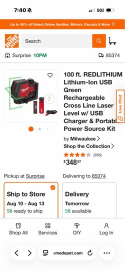 Milwaukee laser usb charge