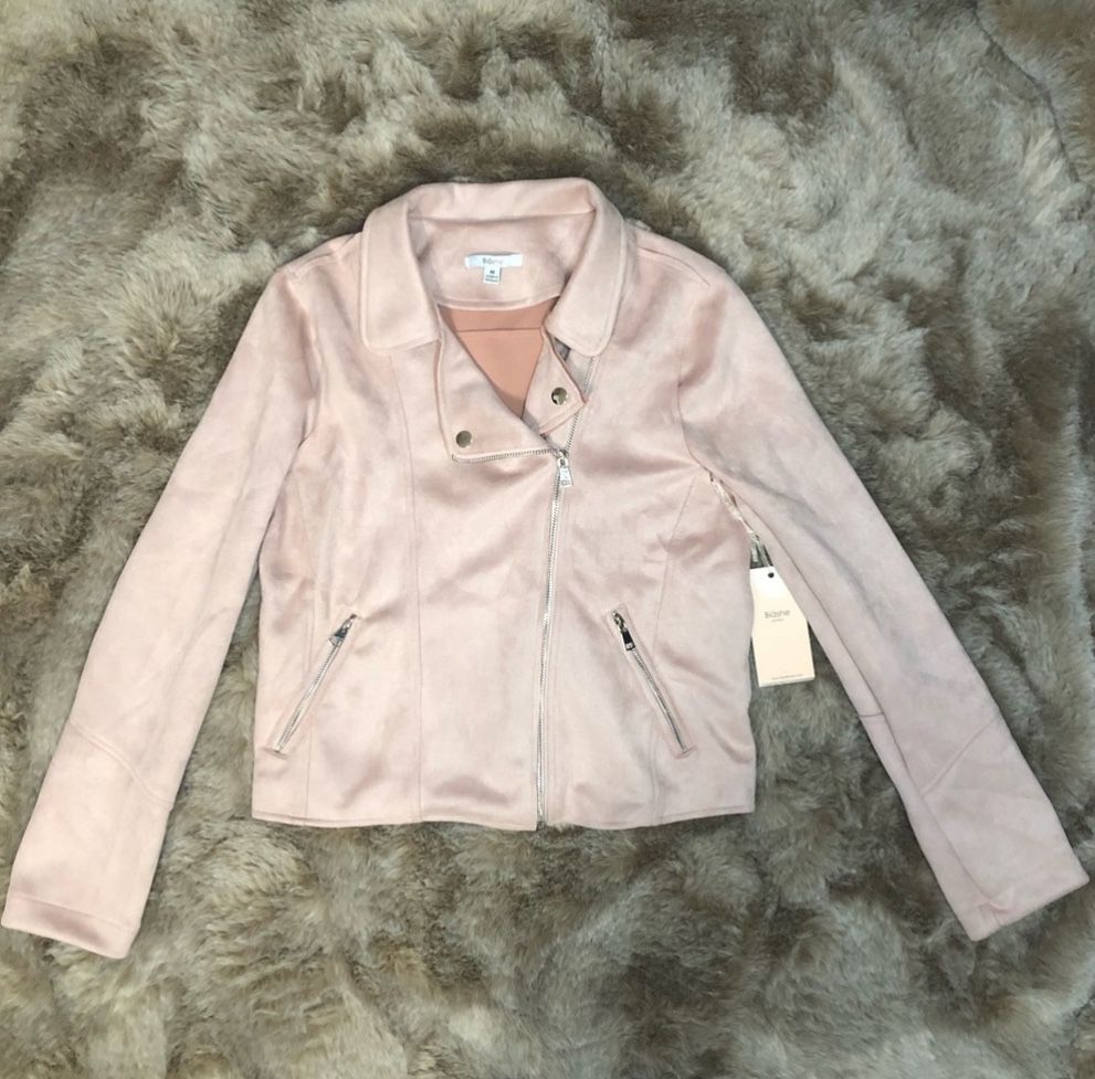 Blashe Faux Suede Light Pink Zip Up Jacket New