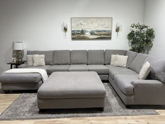 Large Grey Sectional Couch - Delivery Available