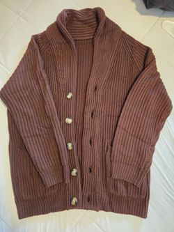 Women’s Chunky Oversized Cardigan Sweater – Dusty Mauve