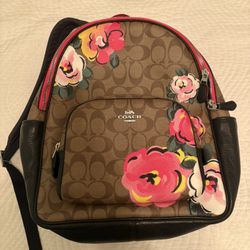 Coach Court Backpack In Signature Canvas With Vintage Rose Print