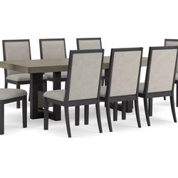 Foyland Black And Brown Dining Room Set WITH 8 CHAIRS!!!