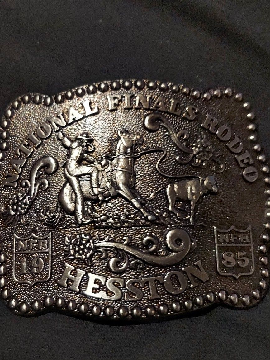 Rare National Finals Rodeo Belt Buckle 1985 Hesston Commenative Third Edition Anniversary Series