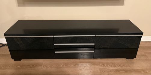 Modern Black High Gloss TV Stand 63" - 2 Drawers & Shelves - $129 OBO