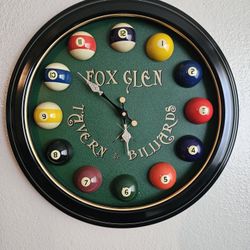 Fox Glen Tavern Pool Balls Clock