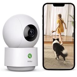 aosu 2K Security Camera Indoor, Baby Monitor Pet Camera 360-Degree for Home Security with 2.4 GHz Wi-Fi Router, One-Touch Call, Smart Motion Tracking,