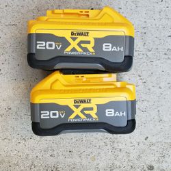 Dewalt 20v Batteries 8.0 Amp XR Powerpack Brand New  Price For Both 