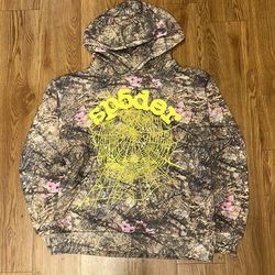 Camo yellow print Sp5der hoodie Size M