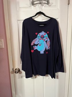 Women’s size 22 / 24 Disney Stitch Long Sleeve Tshirt.  Color dark blue.  Made of 60% Cotton and 40% Polyester.  Brand new  only tried on never worn. 
