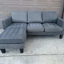 Dark Gray Reversible Sectional Sofa Couch With Reversible Chaise
