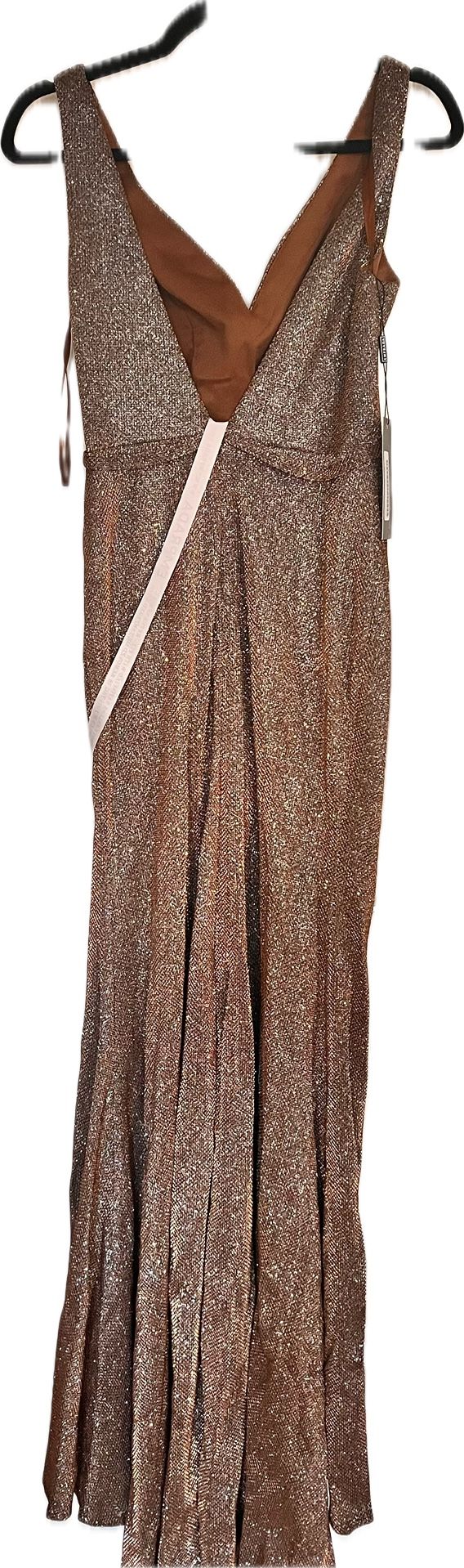 METALLIC V-NECK SHEATH DRESS WITH SLIT size 4