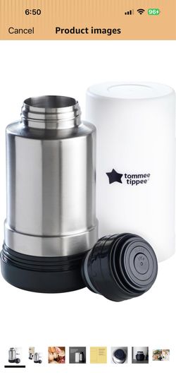 Tommee Tippee Portable Travel Baby Bottle and Food Warmer, Thermal Insulation, Stainless-Steel Flask with Leak-Proof Lid