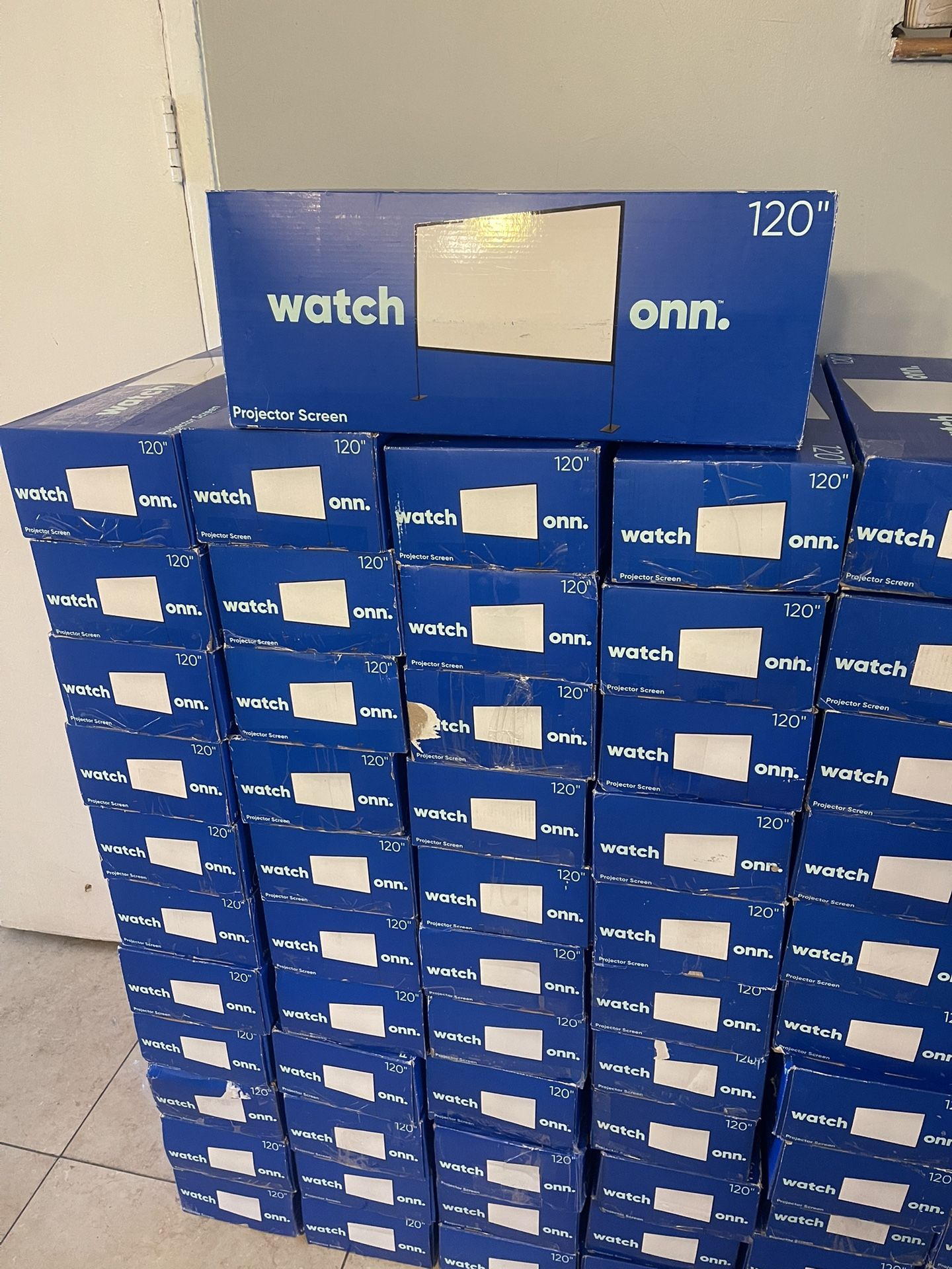 Onn. 120" Portable Indoor/Outdoor 16:9 Projection Screen w/ Stand ⚠️OPEN BOX⚠️