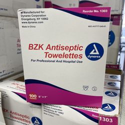 BZK Antiseptic Towlettes, 100 Count/ Wipes 