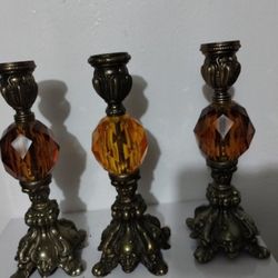 MID CENTURY - VINTAGE CANDLESTICKS SET OF 3 - 8"×4"/V35