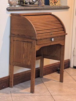 Antique Child Oak Roll Top Desk Child desk vintage