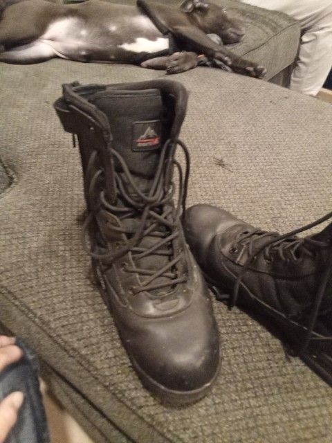 Military Issue Steel Toe Boots Side Zipper Slightly Worn Size 11
