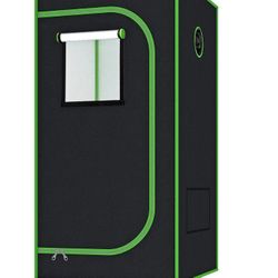 24''x24''x48'' Greenhouse Grow Tent with High Reflective 600D Mylar, Observation Windows and Removable Floor Tray for Indoor Plant Growing