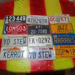 Collection Of 12 Novelty Car Plates Vintage CLASSIC 