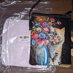 NEVER USED.  Hand Painted Genuine Leather Crossbody Bag for Women
