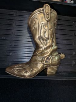 Solid brass cowboy boot vintage