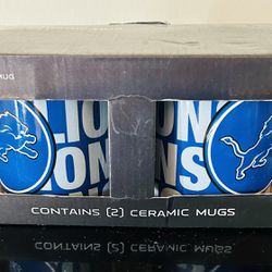 Detroit Lions Set Of 2 Collectable Coffee Mugs (Brand New) Firm Price 