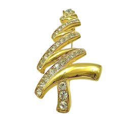 1980s Monet CHRISTMAS Tree Unisex Brooch - Modernist Zig Zag Shape Pin - Vintage Designer Jewelry Accessory