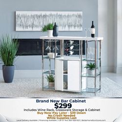 Bar Cabinet with Wine Rack and Storage