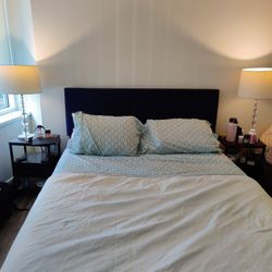 Upholstered Velvet Finish Queen Bed Frame With 4 Drawers And 13 Inch Mattress 