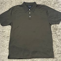 Brooks Brothers Men’s M Green/Gray Golf Short Sleeve Quarter Button-Up Shirt