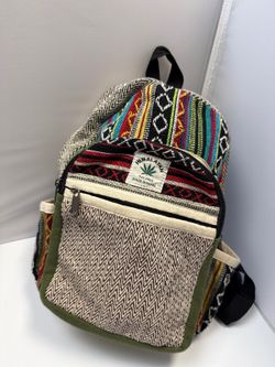 Rising International Himalayan Hemp Mini Backpack Made in Nepal Boho Tribal