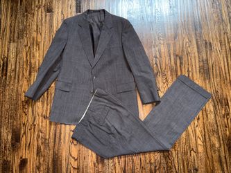 Tailored Vintage 90s Brown Plaid Wool 2pc Suit Jacket & Pant Set ~44L / 36x32