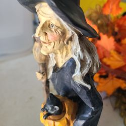 Witch Carved Figurine Halloween Decor