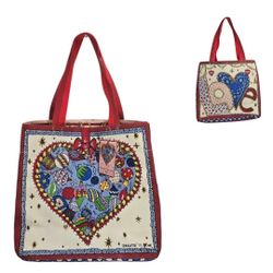 Brighton Celebrate Holiday Love Graphic Canvas Tote Bag NWT