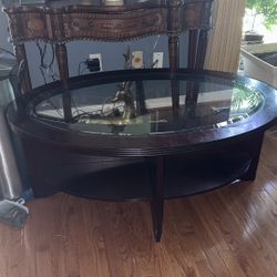Oval Glass-Top Coffee Table 