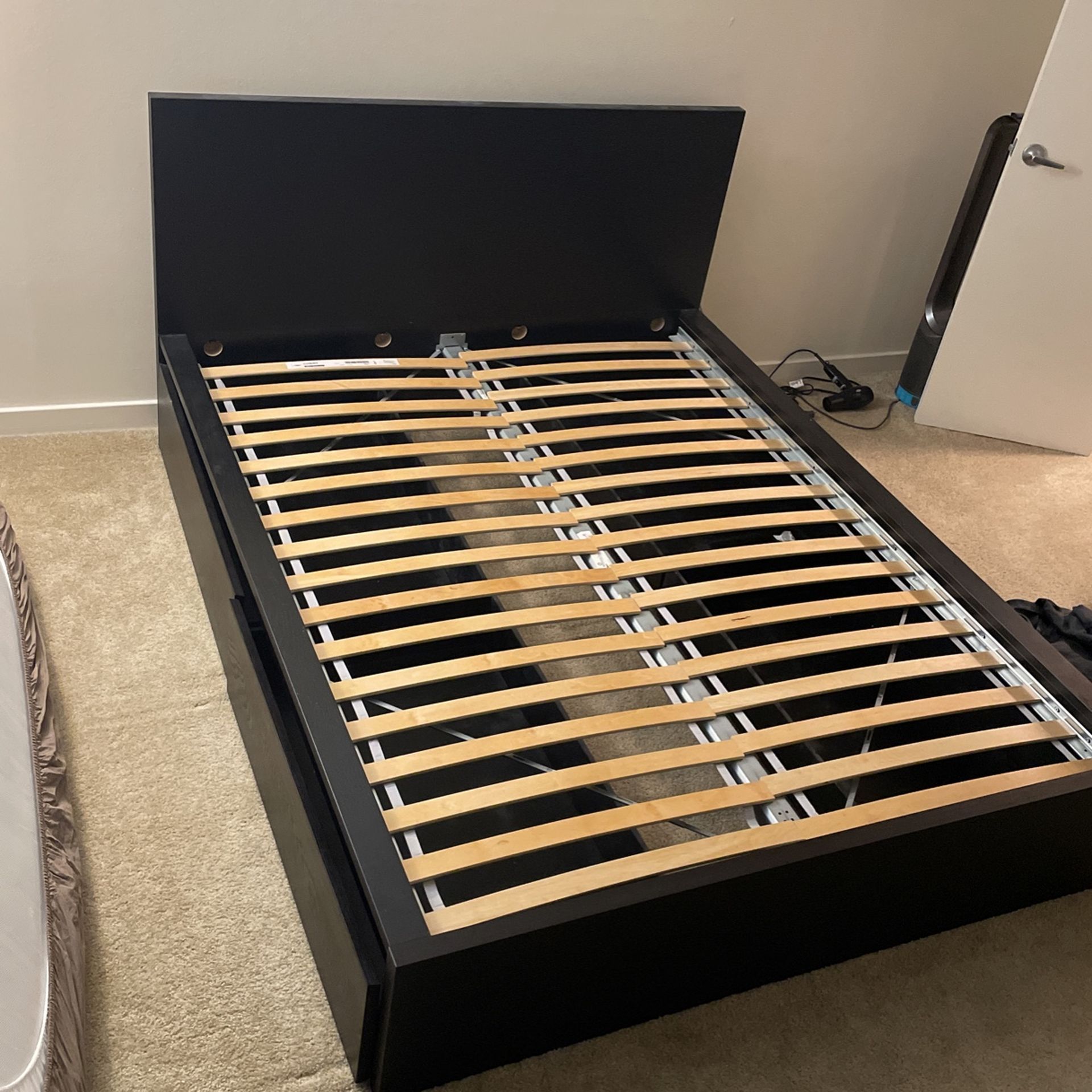IKEA Queen Bed Frame Black w/Storage Drawers for Sale in Bethesda, MD