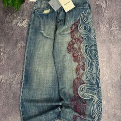 Y2K Rock Embroidered Baggy Jeans