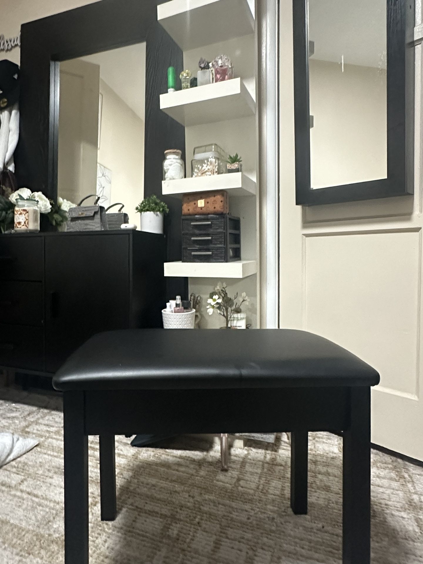 Black Stool With Storage Or Small Seat