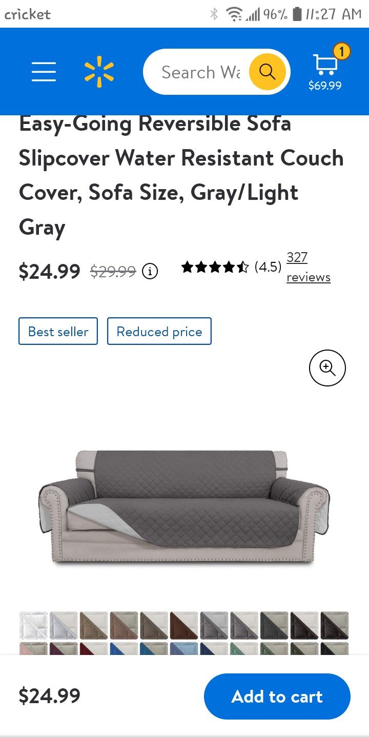 Grey/Black Reversable Sofa Covers