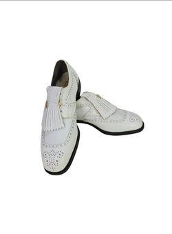 Vintage FootJoy Classics USA Golf Shoes White Leather Metal Spikes Men 9.5D Rare