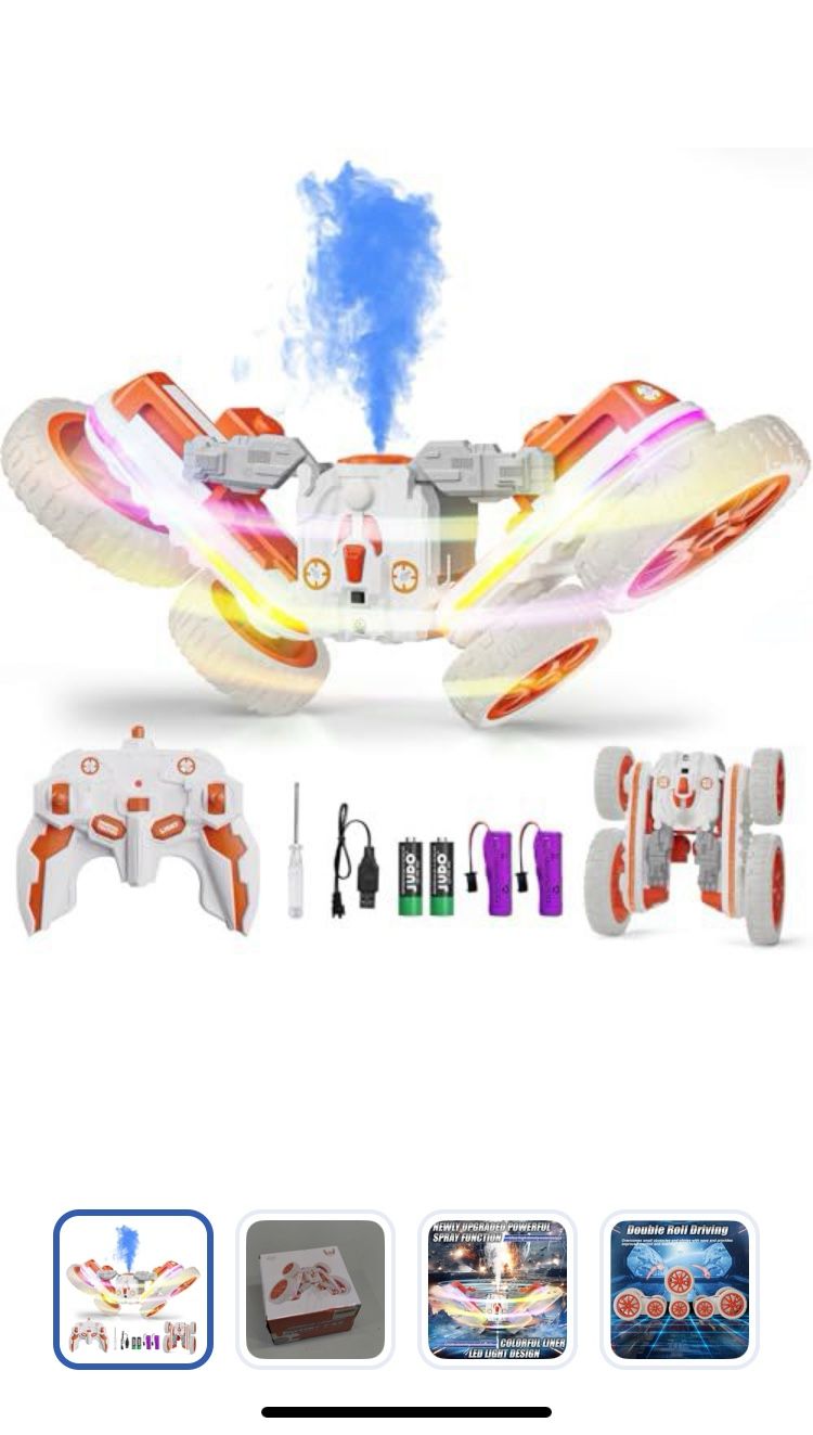 🚗💥 For Sale: Terucle 360° Rotating 4WD RC Stunt Car – with Cool LED Lights! RC Drift Car Toy for Boys & Girls Ages 4–13 | White Color | Brand New –