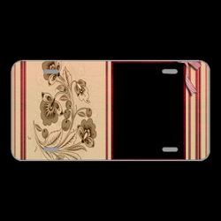 License Plate Novelty Car Front brown floral picture frame