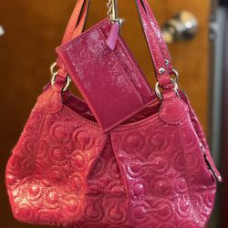 Coach Patent Leather Magenta Bag/wallet