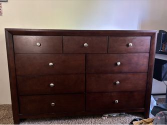 Dark wood 9-drawer dresser