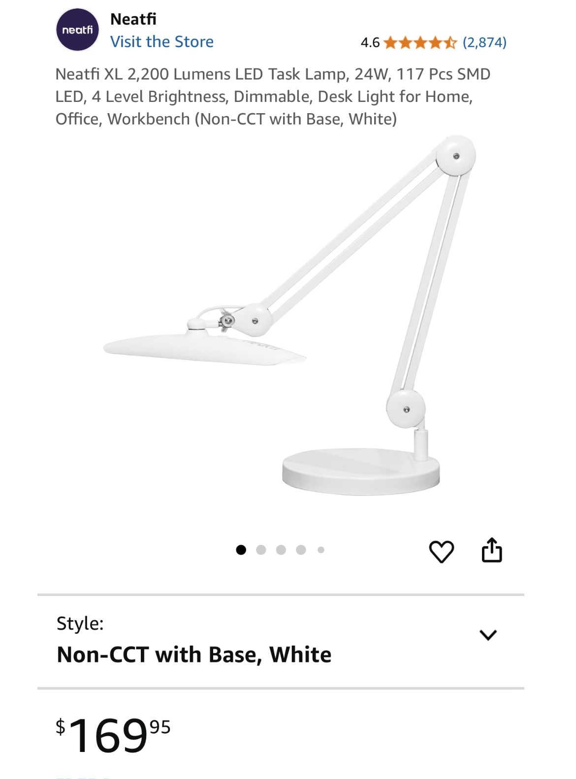 Neatfi XL 2,200 Lumens LED Task Lamp,