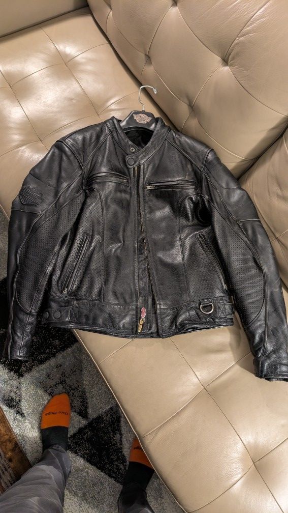 Harley Davidson Leather Motorcycle Jacket - Repaired
