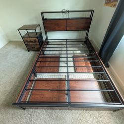 17 Stories Antioch Modern Full-Size Bed Frame with 4 Storage Drawers, LED Headboard & Matching Nightstand
