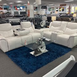 Living Room Special ✅Beautiful White Power Reclining Sofa&loveseat Available Crazy Deal Now $1699