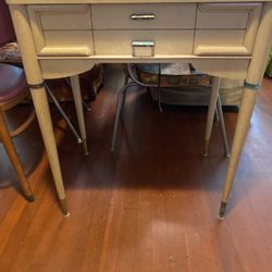 Mid Century Cream Sewing Table